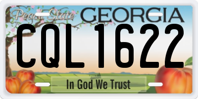 GA license plate CQL1622