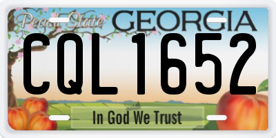 GA license plate CQL1652