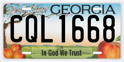 GA license plate CQL1668