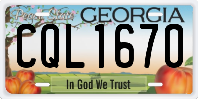 GA license plate CQL1670