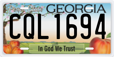 GA license plate CQL1694