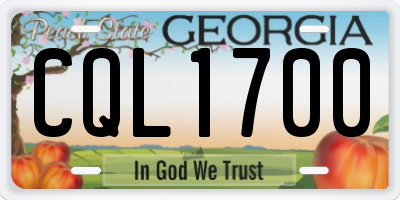 GA license plate CQL1700