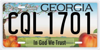 GA license plate CQL1701