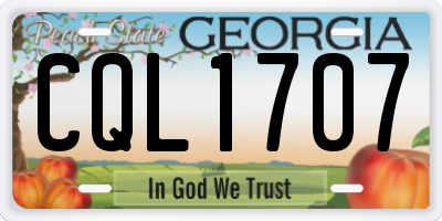 GA license plate CQL1707