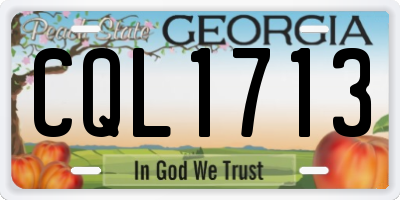 GA license plate CQL1713