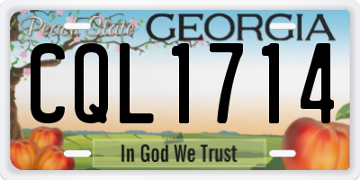 GA license plate CQL1714