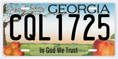 GA license plate CQL1725