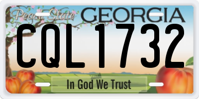 GA license plate CQL1732