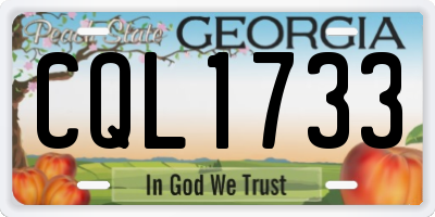 GA license plate CQL1733