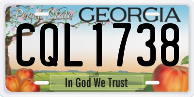 GA license plate CQL1738