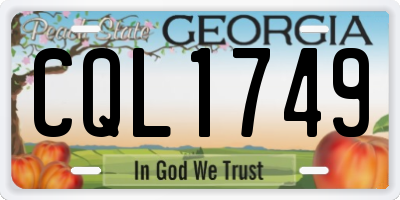 GA license plate CQL1749