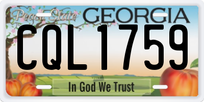 GA license plate CQL1759