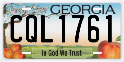 GA license plate CQL1761
