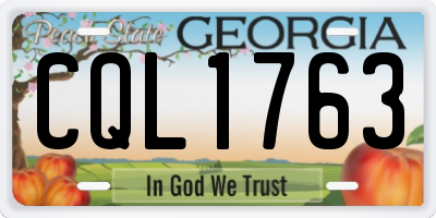GA license plate CQL1763