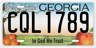 GA license plate CQL1789