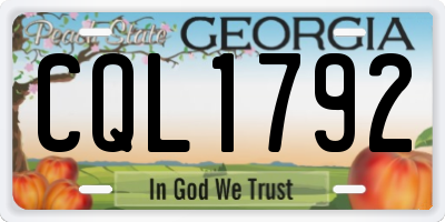 GA license plate CQL1792