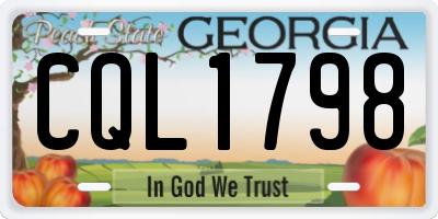 GA license plate CQL1798