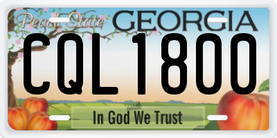 GA license plate CQL1800
