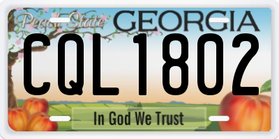 GA license plate CQL1802