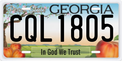 GA license plate CQL1805