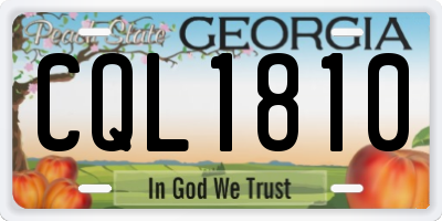 GA license plate CQL1810