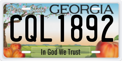 GA license plate CQL1892