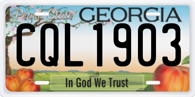 GA license plate CQL1903
