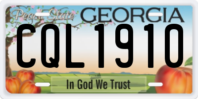 GA license plate CQL1910