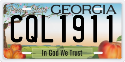 GA license plate CQL1911