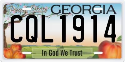 GA license plate CQL1914