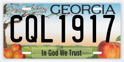 GA license plate CQL1917