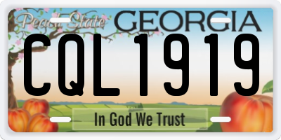 GA license plate CQL1919