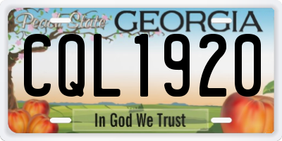 GA license plate CQL1920
