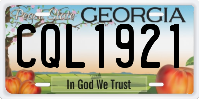 GA license plate CQL1921
