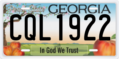 GA license plate CQL1922