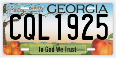 GA license plate CQL1925