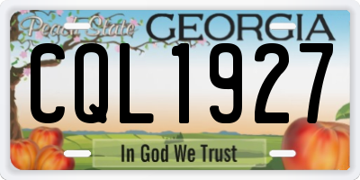 GA license plate CQL1927