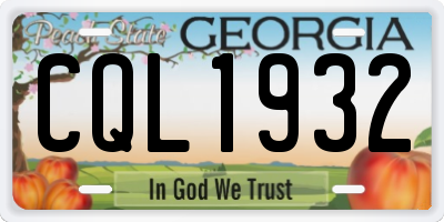 GA license plate CQL1932