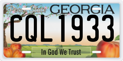 GA license plate CQL1933