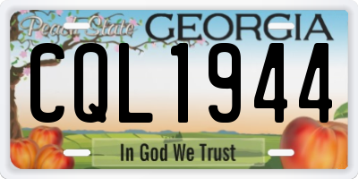 GA license plate CQL1944