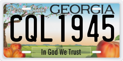 GA license plate CQL1945