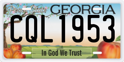 GA license plate CQL1953