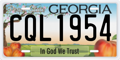 GA license plate CQL1954
