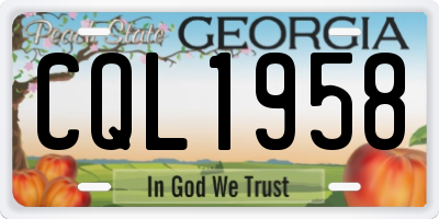 GA license plate CQL1958