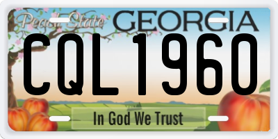 GA license plate CQL1960