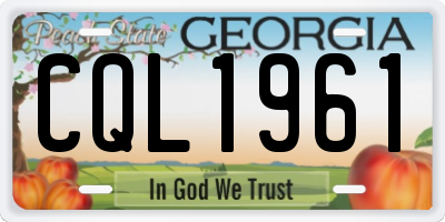 GA license plate CQL1961