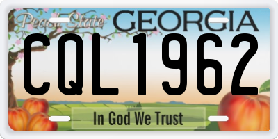 GA license plate CQL1962