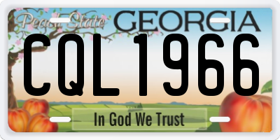 GA license plate CQL1966
