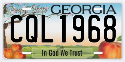 GA license plate CQL1968