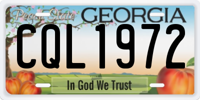 GA license plate CQL1972